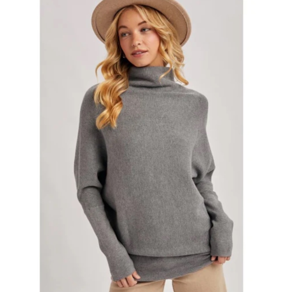 BLUIVY - SLOUCH NECK DOLMAN PULLOVER | DARK GREY